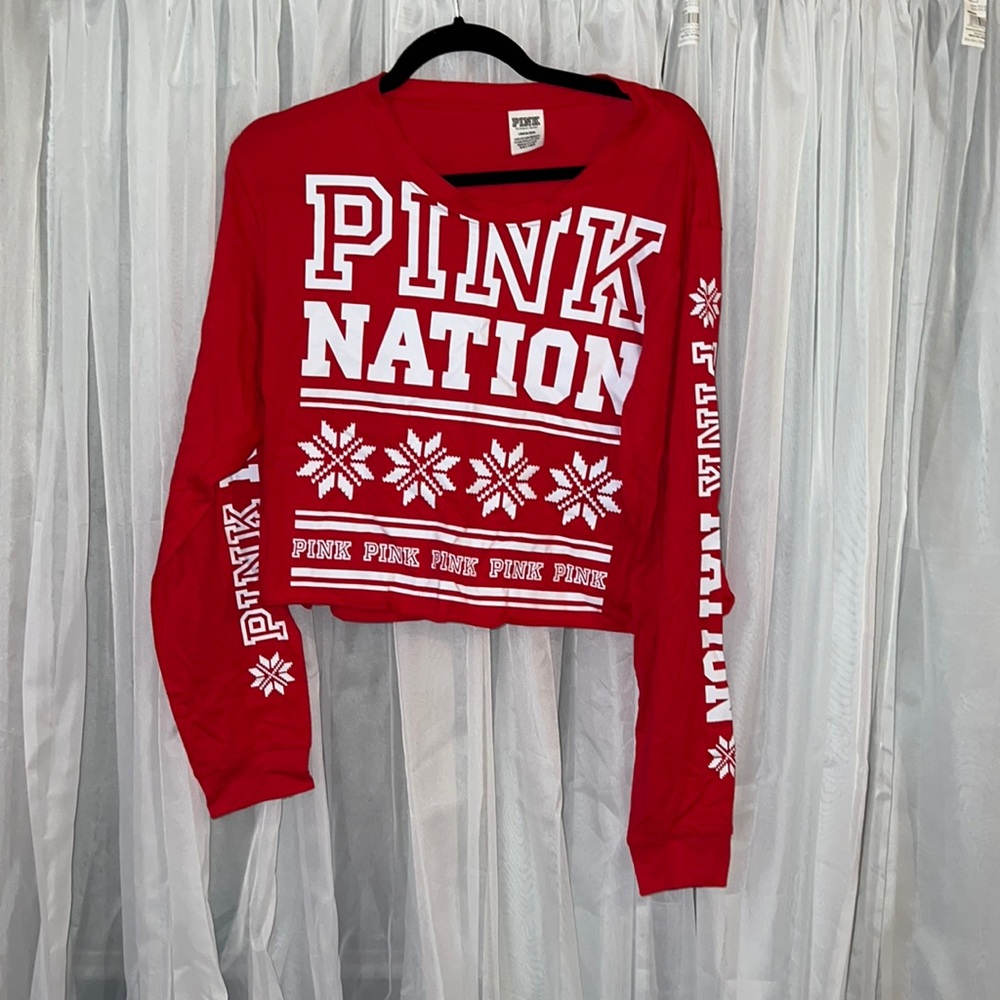 Cropped too long sleeve pink